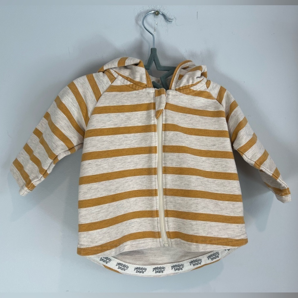 Peekaboo Beans Zip-Up Sweatshirt with Hood Stripes Size 3-6M Gender Neutral